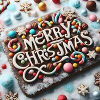 aufwendig fröhlich Weihnachten Schokolade Kuchen Illustration wie generativ ai foto