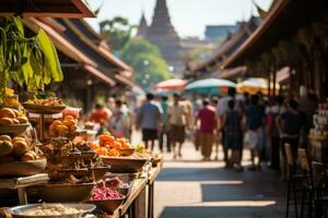 Reise Konzept zum Gemeinschaft Produkt Märkte im Asien. generativ ai foto