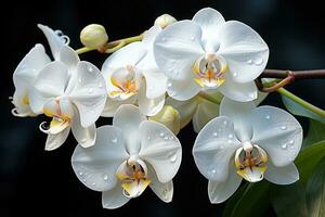 Weiß Phalaenopsis Orchidee Glockenblumen Foto. generativ ai foto