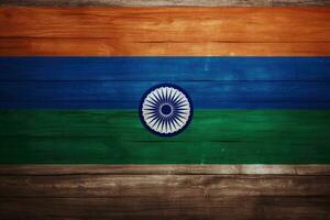 Indien Flagge gemalt auf alt Holz Planke Textur Hintergrund. National Flagge von Indien, Indien Flagge auf Holz Textur Hintergrund Konzept, ai generiert foto