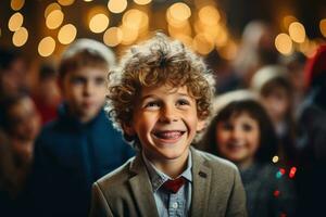 ein heiter Kinder Weihnachten Party mit Spiele, behandelt. generativ ai generativ ai foto