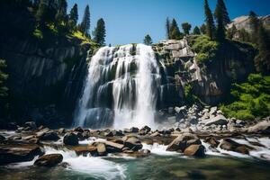 Wasserfall im Yosemit National Park ai generativ foto