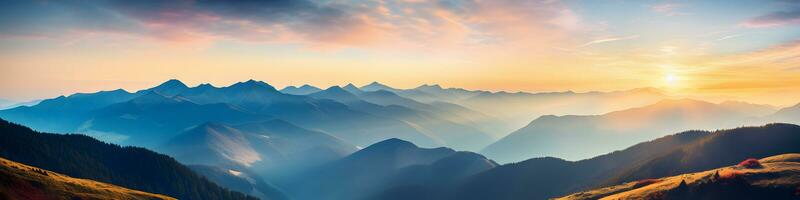 Berg Landschaft beim Sonnenuntergang ai generativ Bild foto