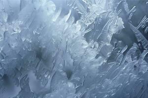 abstrakt Eis Texturen auf Auto Fenster im Winter. gefrostet Glas und Eis. ein texturiert sehen. Hintergründe und Texturen Konzept. ai generativ foto