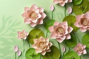 Lotus Blumen. ein Schatten Box Papier Handwerk. generativ ai foto