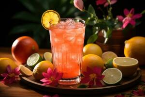 Fotos von tropisch Obst schlagen trinken ai generiert