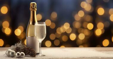 feiern das Neu Jahr mit Champagner und funkeln Bäume. generativ ai foto
