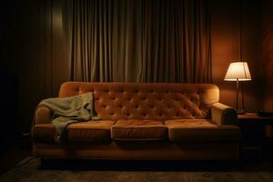 ein retro inspiriert Leben Zimmer Vitrinen ein klassisch minimalistisch Design ai generativ foto