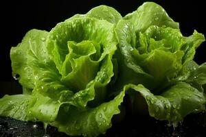 Fotos von Grüner Salat bereit zu Dienen im Innen- Studio ai generiert