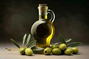 Olive Öl Flasche Lebensmittel. generieren ai foto