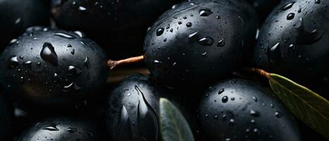 heftig Makro Bilder von ein schwarz Olive. ai generativ foto