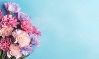 charmant Strauß von Rosa und lila Nelken gegen. ai generativ foto
