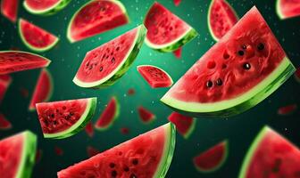 beschwingt Wassermelone Grün Hintergrund. ai generativ foto