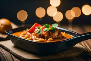 Hähnchen Curry im ein Schüssel. KI-generiert foto