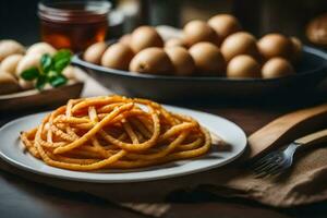 Italienisch Essen auf ein Platte. KI-generiert foto