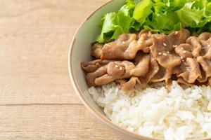 japanische Donburi-Reisschüssel aus Schweinefleisch foto