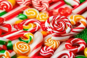 viele anders Typen von Süßigkeiten sind gezeigt im diese Foto. KI-generiert foto