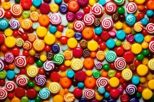 bunt Süßigkeiten Süßigkeiten Hintergrund Foto. KI-generiert foto