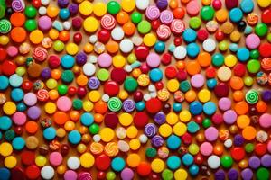 bunt Süßigkeiten Süßigkeiten auf ein Mauer. KI-generiert foto