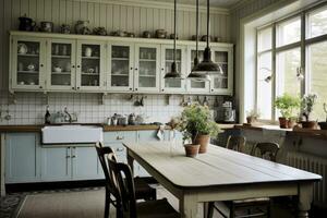 Küche im das 20. Jahrhundert skandinavisch style.ai generiert foto