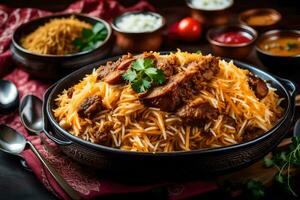 indisch Biryani mit Fleisch und Reis. KI-generiert foto