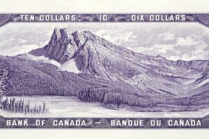 felsig Berg Szene von alt kanadisch Geld foto