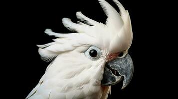 Nahansicht von ein süß zähmen Kakadu Papagei. ai generiert foto