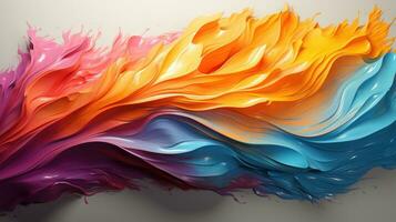 Digital Kunst von ein bunt wellenförmig Struktur. Farben Überleitung von Blau zu Orange zu Rosa. Weiß Hintergrund. ai generativ foto