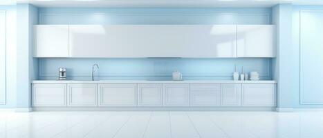 rein Weiß minimalistisch Küche mit Dachgeschoss Elemente. Hintergrund. ai generativ foto
