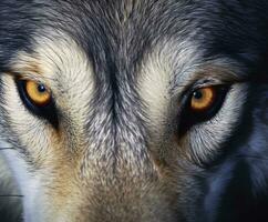 schön Augen von ein wild Wolf. generativ ai foto