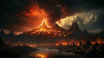 Hintergrund von ausbrechen Vulkan foto