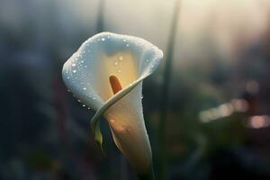 Calla Lilie Blumen im botanisch Garten. neural Netzwerk ai generiert foto