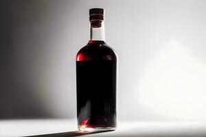 Flasche von rot Wein ohne ein Etikett. neural Netzwerk ai generiert foto