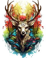 Tier Illustration Szene von ein wild bunt Hirsch Jagd foto