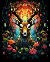 Tier Illustration Szene von ein wild bunt Hirsch Jagd foto