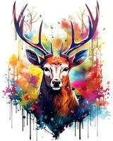 Tier Illustration Szene von ein wild bunt Hirsch Jagd foto