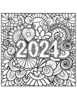 Färbung Seite zum das Neu Jahr 2024 Mandala foto