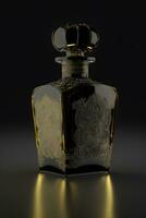 ein Flasche von Parfüm Frauen Eau de Parfum im Flasche isoliert auf schwarz. Duft zum Frauen Parfüm sprühen. neural Netzwerk generiert Kunst foto