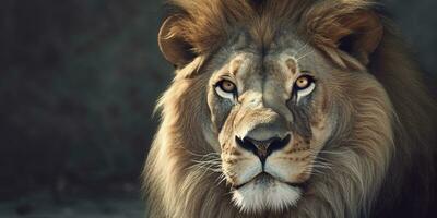 schließen oben von ein afrikanisch Löwe. generativ ai foto