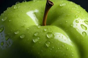 schließen oben von ein saftig Grün Apfel durch ai generativ foto