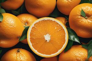 Orange mit Schnitt im Hälfte wie Hintergrund durch ai generativ foto