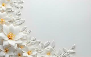 Weiß Blumen Papier Textur auf ein Weiß Hintergrund durch ai generativ foto