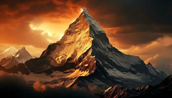 ein Berg Gipfel ist gezeigt im diese Bild ai generiert foto