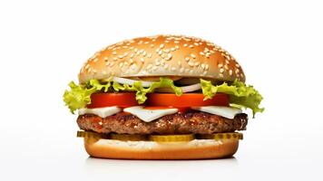 Burger isoliert auf Weiß Hintergrund. schnell Essen Speisekarte. generativ ai foto