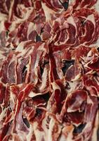 Ausgezeichnet schneidet von oben Qualität iberisch Schweinefleisch foto