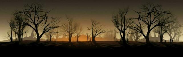 Silhouette tot Baum beim Nacht zum Halloween Hintergrund, ai generiert foto