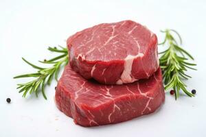 Filet Steak Rindfleisch Fleisch isoliert auf Weiß Hintergrund. ai generiert foto