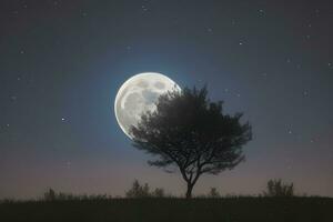 Super voll Mond mit dunkel Hintergrund durch ai generativ foto