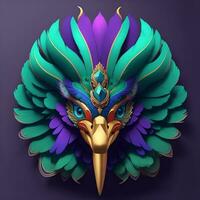 Falke Gold quetzalcoatl Kopf symmetrisch eben Symbol Design mit schwarz Hintergrund foto