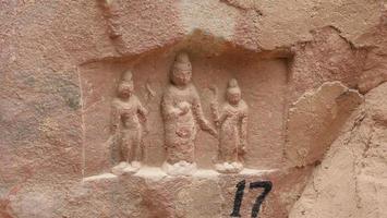 buddhistische Grottenskulptur in Bingling Tempel Lanzhou Gansu, China foto